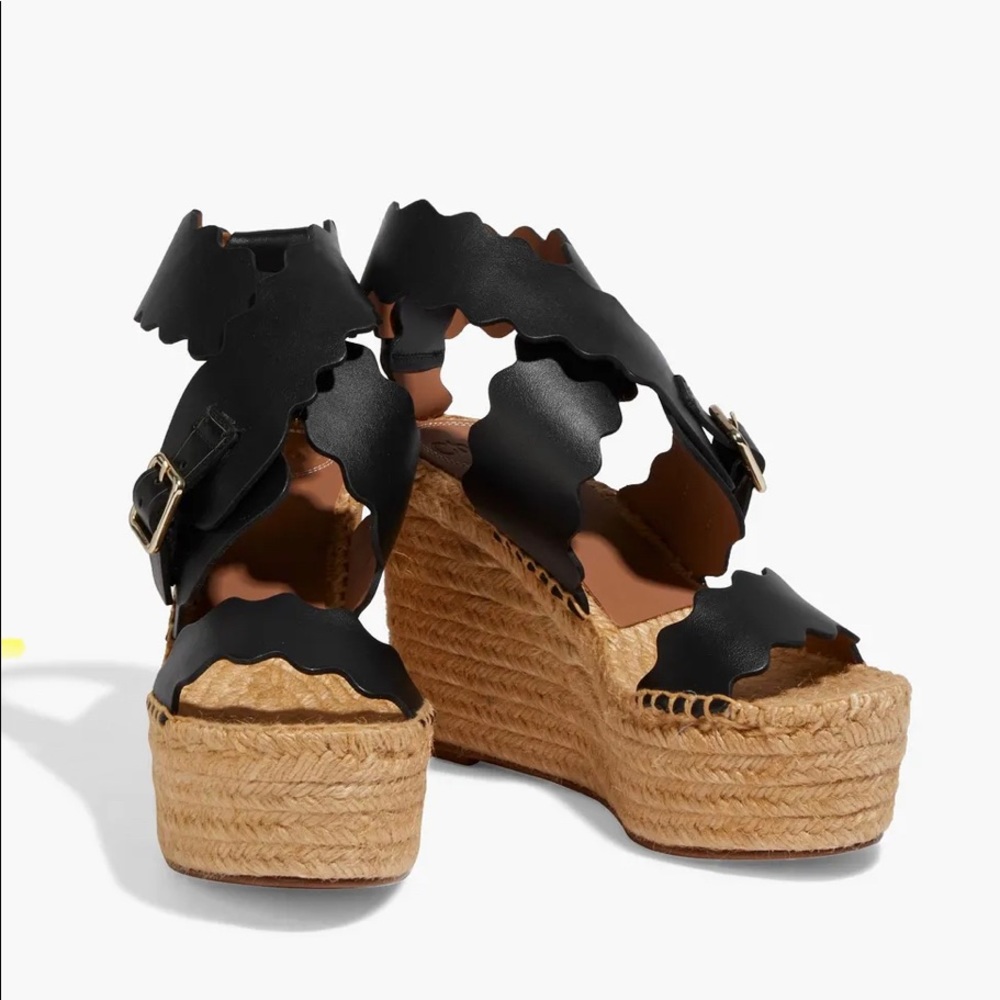 Chloe black scalloped wedges size 37